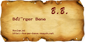 Bürger Bene névjegykártya